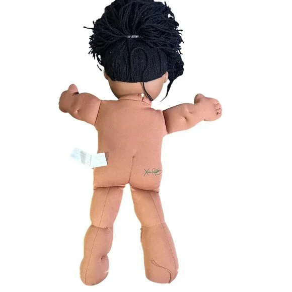 Vintage 2004 Cabbage Patch Kids 18" Doll With Black Yarn Hair Brown Eyes & Strip - Picture 4 of 10